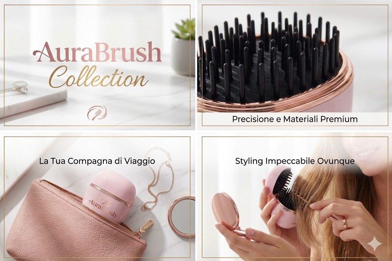 AuraBrush™ - La Mini Spazzola Portatile Ricaricabile per Capelli Perfetti